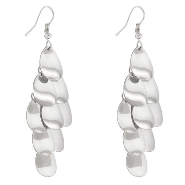 Close-up of one earring showing the fish hook backing and metal body