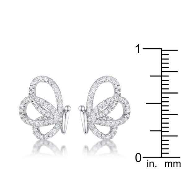 Close-up of the butterfly earring showing the post backing and stone setting detail