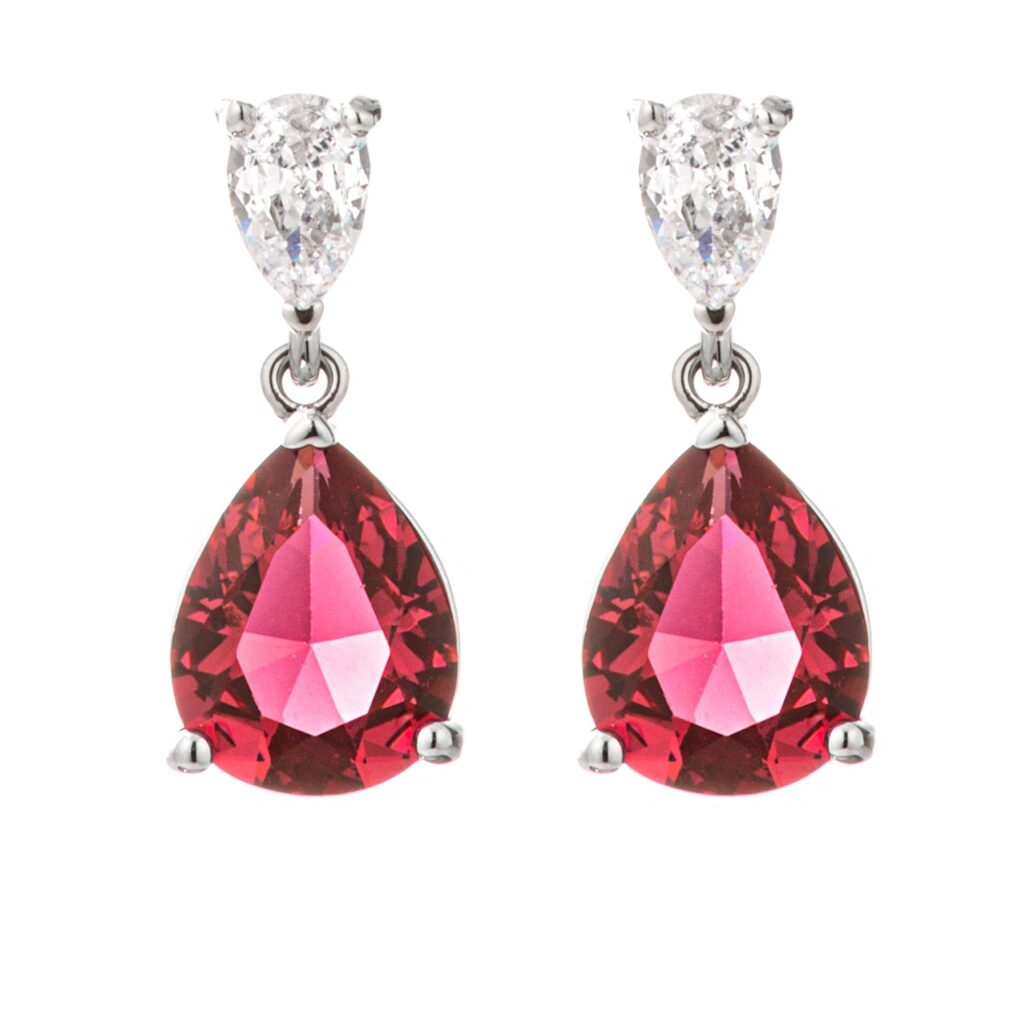 The earrings with silvertone plated brass and cubic zirconia stones