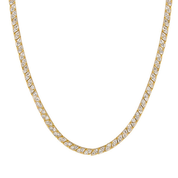 Remembrance Necklace laid flat, showing the full 18 inch chain and cubic zirconia stones