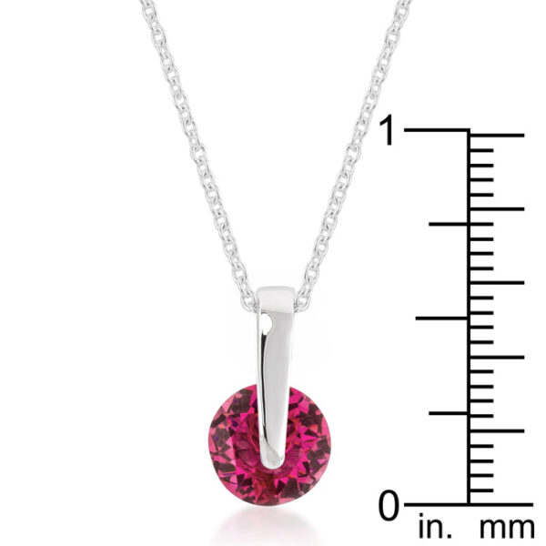 Red cubic zirconia pendant with lobster clasp and chain extender laid out to show full length