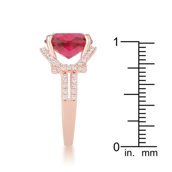 Rose goldtone ring shown at an angle to display the classic band design
