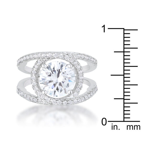 Side profile of the ring showing the prongs holding the stone above the band