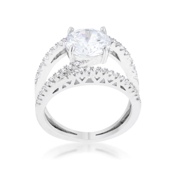 Rhodium plated contemporary ring shown at an angle to display the band width