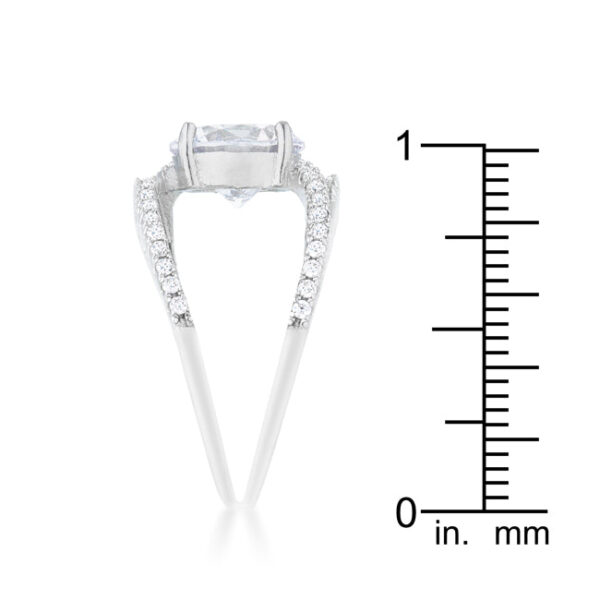 Rhodium plated ring displayed upright to show its profile and band shape