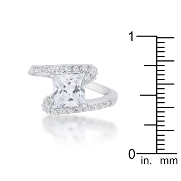 Close-up of the round cubic zirconia stones and prong settings on the ring