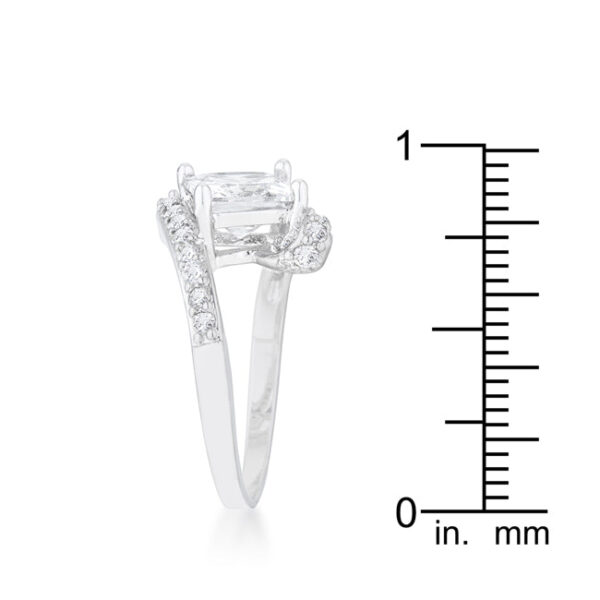 Rhodium plated ring photographed at an angle showing the rhodium finish catching light