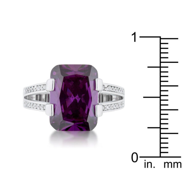 Close-up of the cubic zirconia stone set in the ring's rhodium plated band