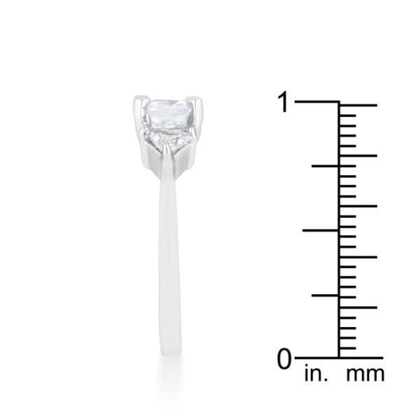 Ring displayed at an angle showing the rhodium plated finish across the band