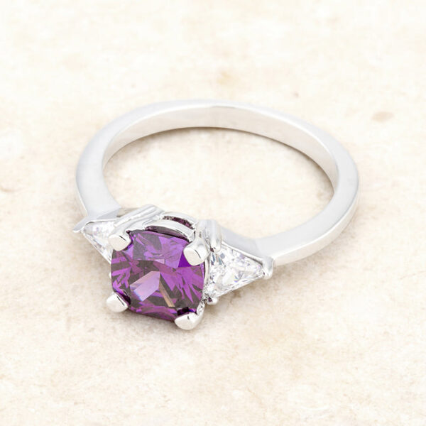 Ring photographed at an angle highlighting the rhodium plated finish