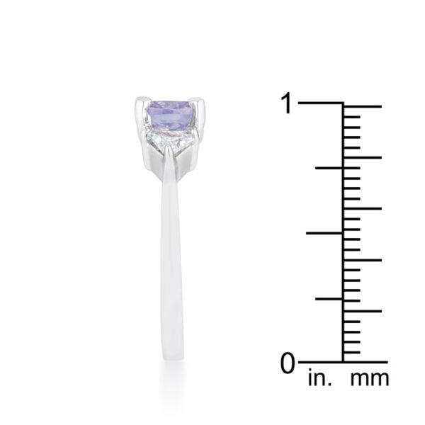 Cushion cut clear cubic zirconia ring shown at an angle on a plain background
