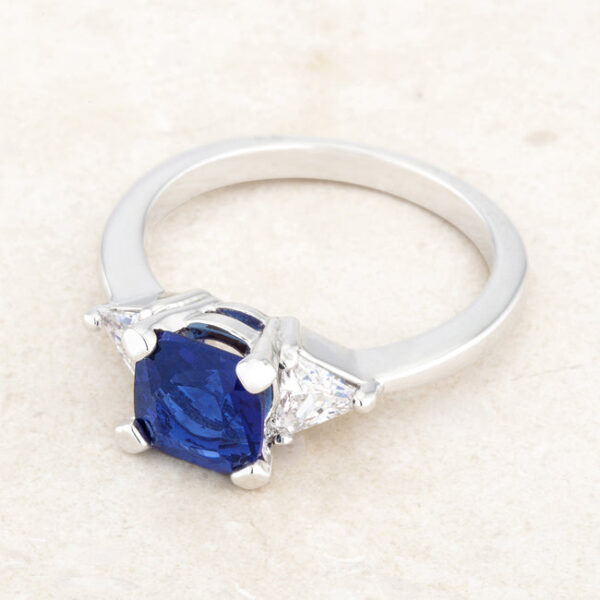 Ring displayed upright showing the full profile of the band and center stone