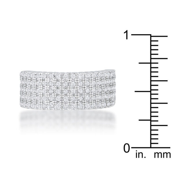 Close-up of round cubic zirconia stones set in pave style on the ring band