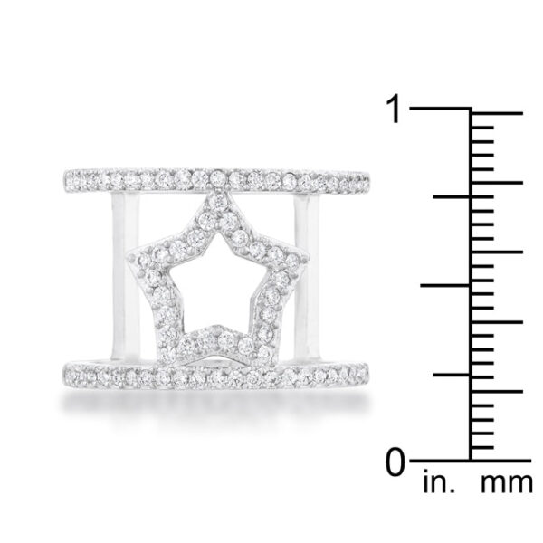 Side angle of the rhodium plated ring band showing its width and profile