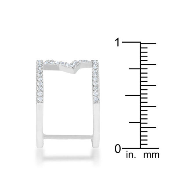 Ring photographed at an angle to show light reflecting off the cubic zirconia stones