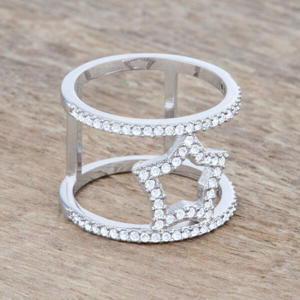 Top-down view of the ring showing the full star design and band shape