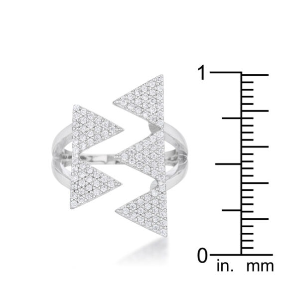 Side angle of a rhodium plated ring showing the width of the band
