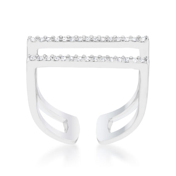 Side angle of the rhodium plated ring showing the width of the parallel band