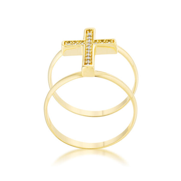 Side angle of the cross ring showing the band width and plated surface
