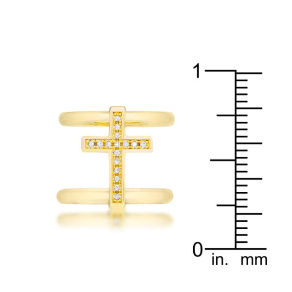 Close-up of the round cubic zirconia stones set in pave style on the ring