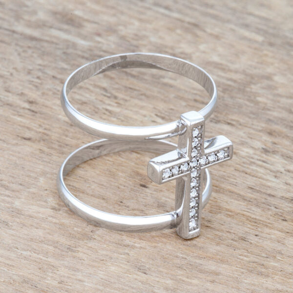 Cross ring shown on a plain background displaying its overall size and shape