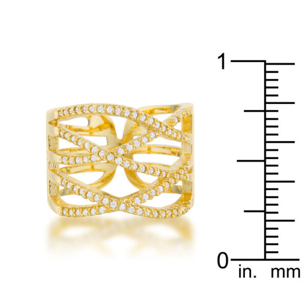 Close-up of the pave-set cubic zirconia stones on the goldtone ring