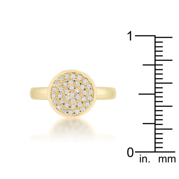 Close-up of round cubic zirconia stones set closely together in the pave circle ring