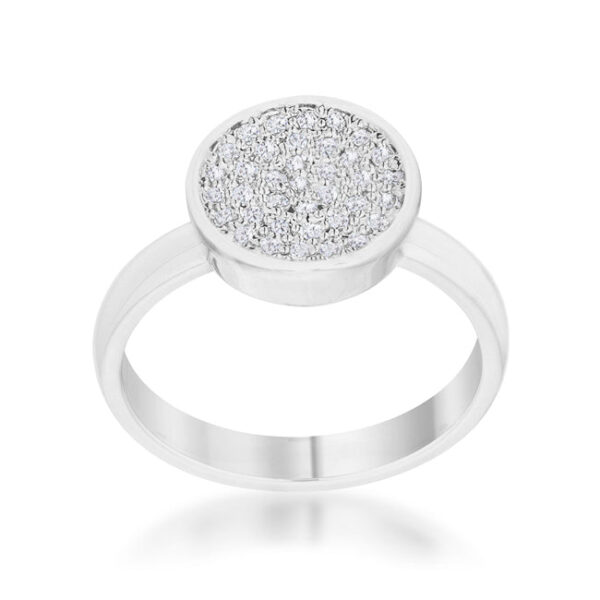 Close-up of the ring's band showing its width and pave-set stones