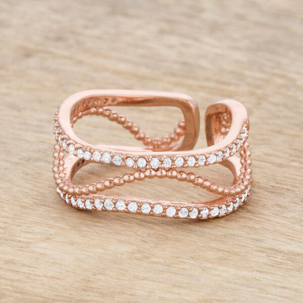 Rosegold plated cuff ring displayed alone against a plain background