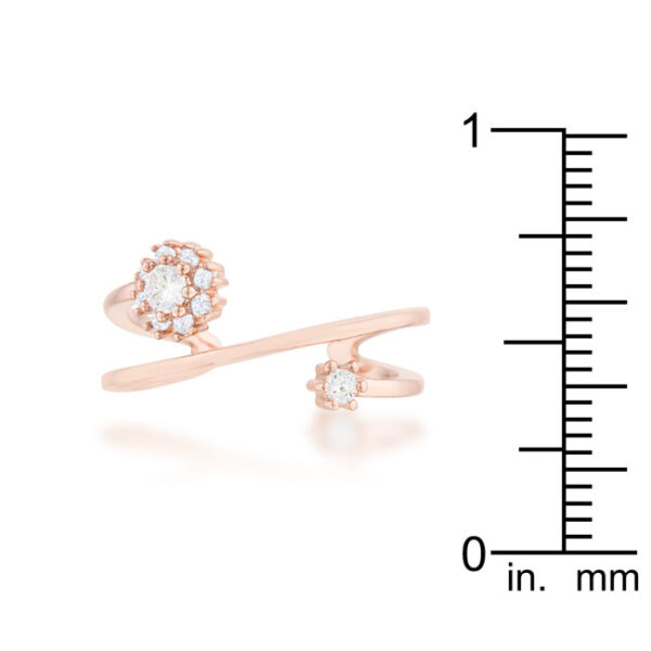 Close-up of the prong-set round cubic zirconia stones on the ring