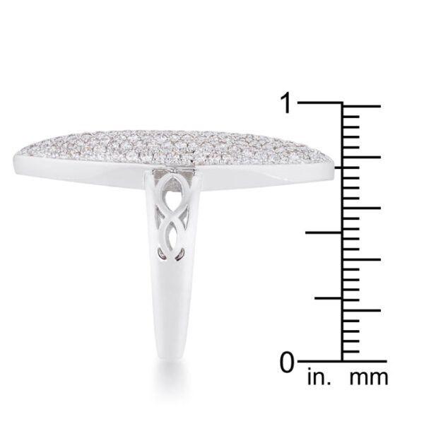Rhodium plated ring shown from a top-down angle displaying the full stone arrangement
