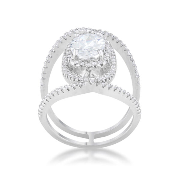 Close angle of the cocktail ring showing the texture of the pave-set stones catching light