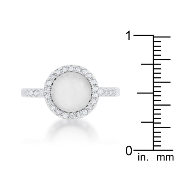 Side angle of the ring showing the band width and profile of the rhodium plating