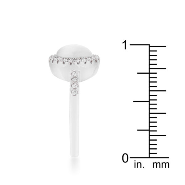 Ring photographed at an angle highlighting the continuous sparkle of the pave-set stones