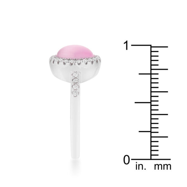 Rhodium plated ring displayed upright, showing the full circumference of the pave-set band