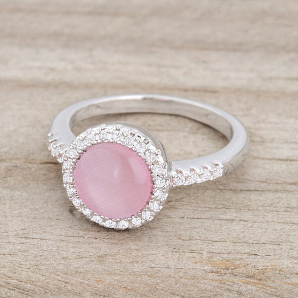 Rhodium plated cubic zirconia ring photographed alone against a plain background