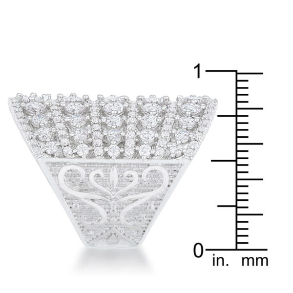 Close-up of the ring's cubic zirconia stones showing round cut and pave arrangement