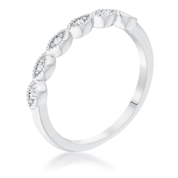 Silvertone ring with marquise-shaped clear Cubic Zirconia stones on a plated brass band