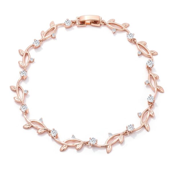 The bracelet with round cubic zirconia stones set along a vine-shaped band