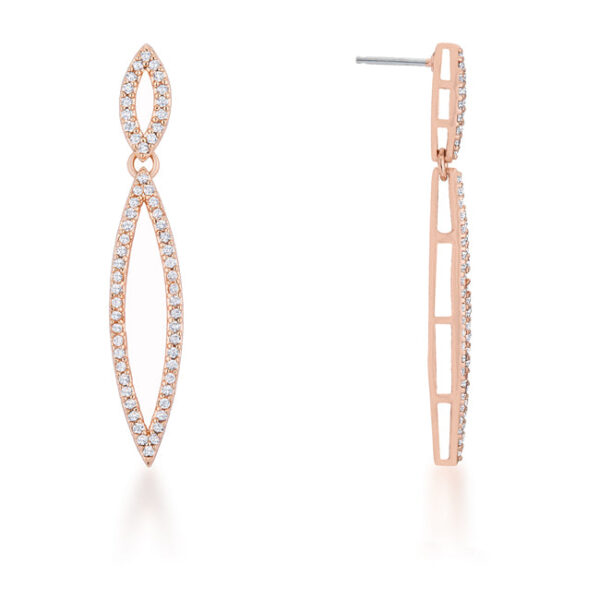Close-up of one teardrop earring showing pave-set round cubic zirconia stones and post back