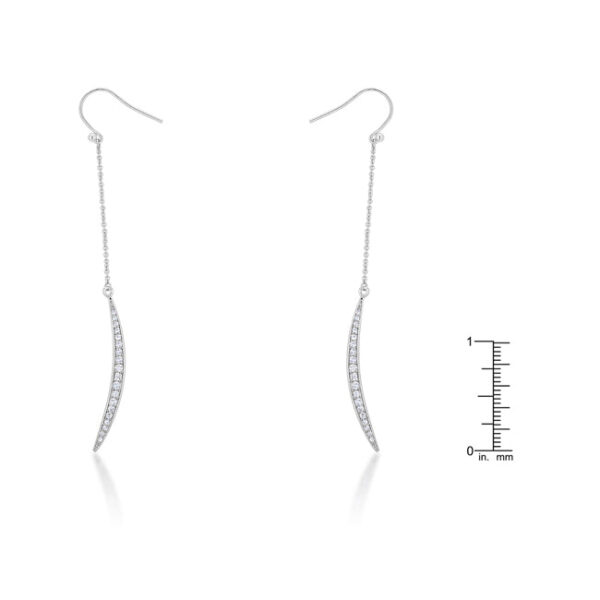 Close-up of a single moon drop earring showing the fish hook backing