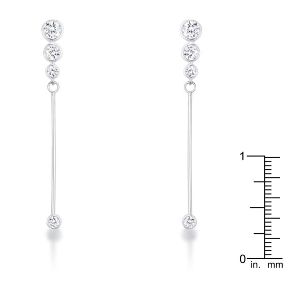 Close-up of a single graduated drop earring showing the lever back closure and stone sizes