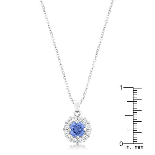 Close-up angle of the pendant showing the prongs holding the cubic zirconia stone and the metal finish