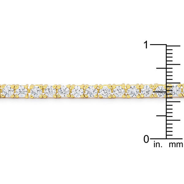 Goldtone tennis bracelet clasp area showing the lock closure