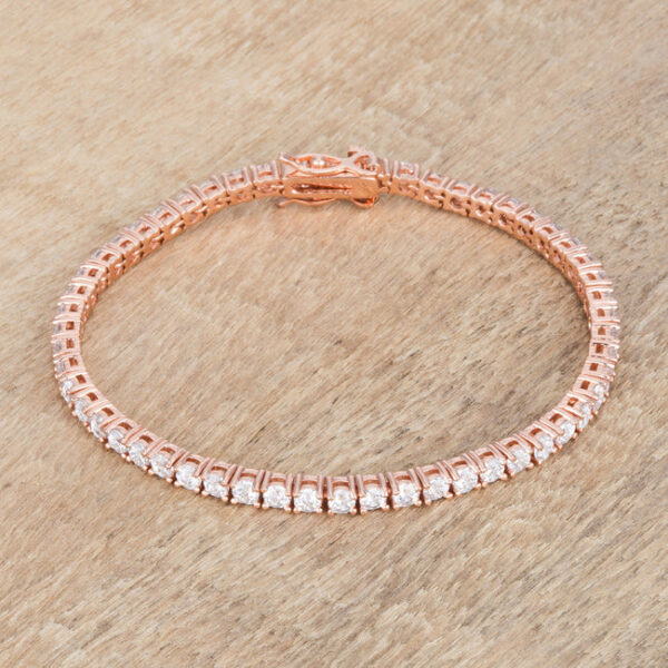 The bracelet's lock clasp shown at the end of the rose goldtone band