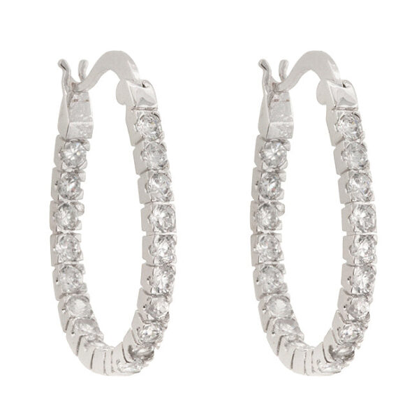 Side angle of the hoop earring showing the lever back closure