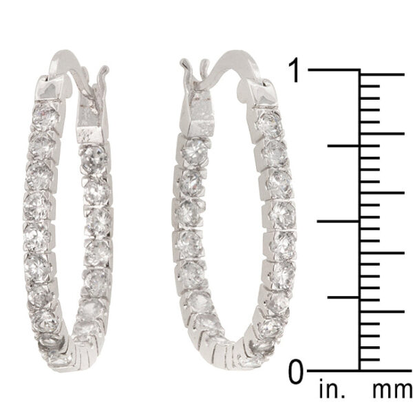 Close-up of the prong-set cubic zirconia stones on the hoop earring