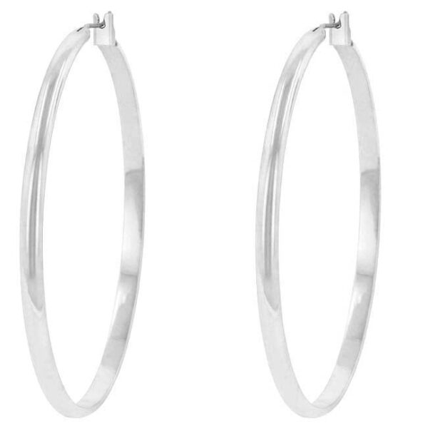 Classic Hoop earrings in rhodium plated finish shown against a plain background