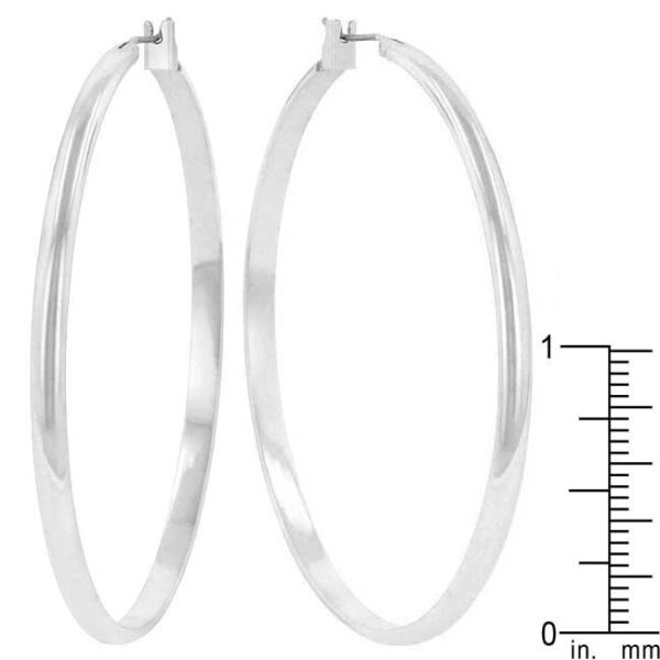 Close-up of the Classic Hoop earrings showing the rhodium plated surface texture