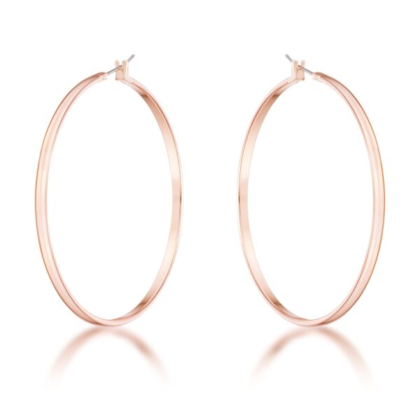 Rose gold plated 55mm classic hoop earrings shown together as a pair